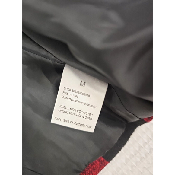 Rampage ~Woman Size M~ Scarlet Red/Caviar Plaid Buffalo Check Pea Coat Jacket. - Picture 9 of 11